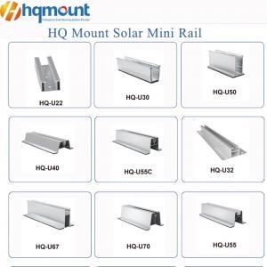 mini rails solaires, rails solaires en aluminium, rails solaires à profil en U, mini rails en acier ZAM, systèmes de montage solaire économiques