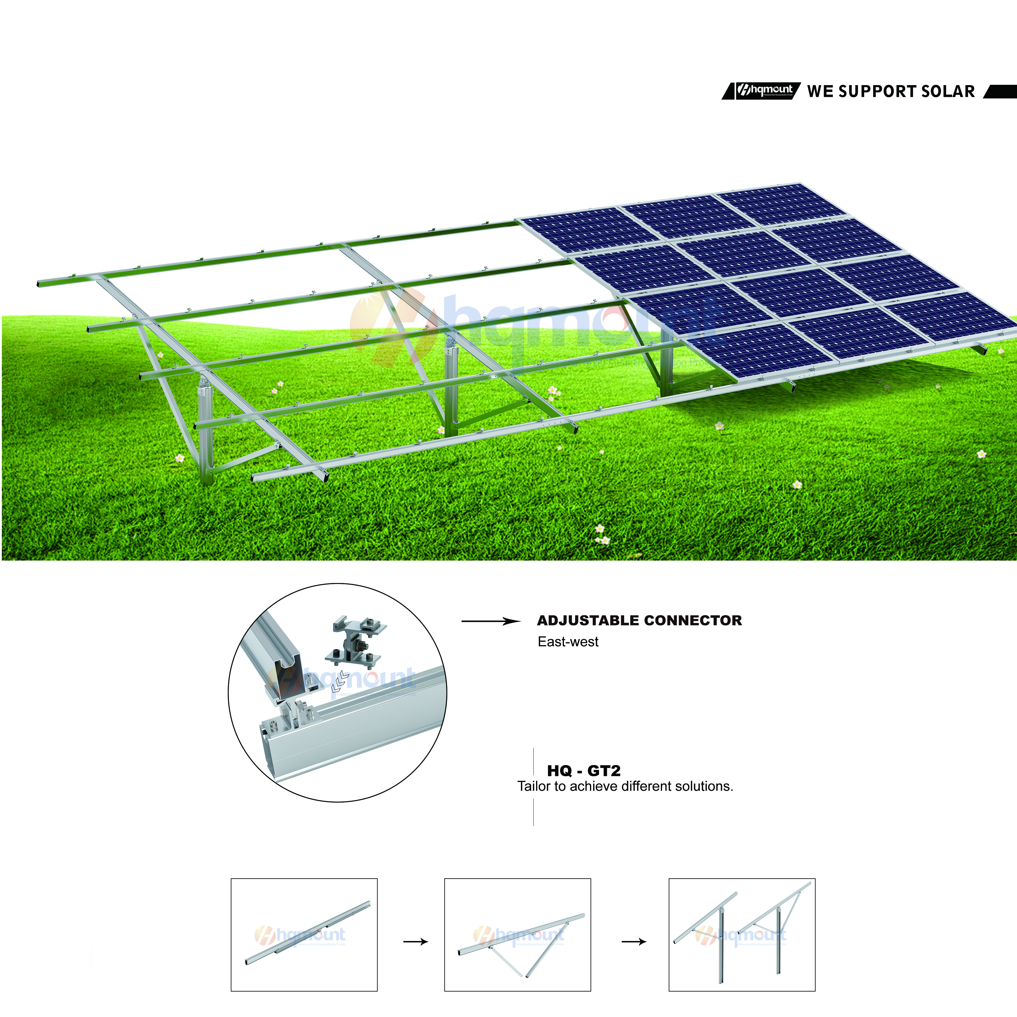 Support solaire monobloc HQ Mount pour terrains difficiles