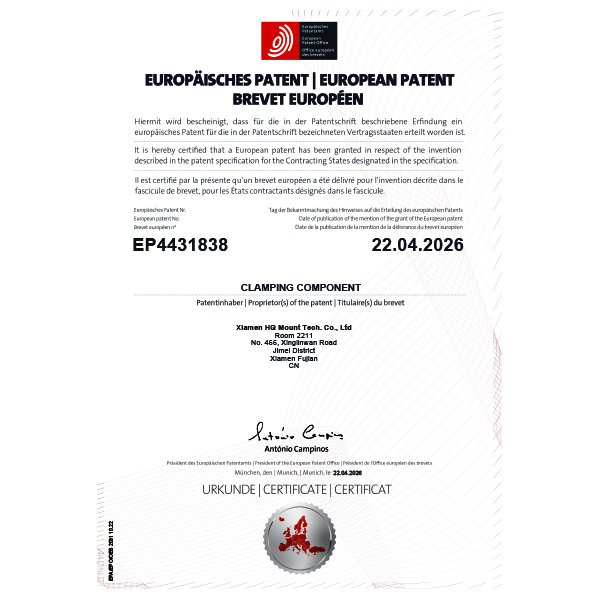 Certification européenne d'innovation – Kit de support de montage HQ Click