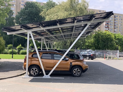 Projet d'abri de voiture solaire en aluminium